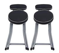 Respicefinem 2PCS Tabouret Pliable avec Coussin Éponge en Cuir PU Cadre en Fer Portable Léger Capacité 120kg pour Bureau à Domicile Guitare Maquillage Camping Cuisine