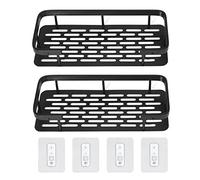 Respicefinem Étagère de Douche rectangulaire à Double Couche pour Salle de Bain Peu encombrante avec Autocollants sans Traces pour Une Installation adaptée aux Meubles-lavabos (Black)