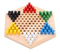 Respicefinem Jeu de Dames Chinoises en Bois avec piquets colorés, Jeu de société Classique pour Adultes et Enfants, échiquier à 6 Faces et 60 pièces durables améliore la réflexion