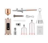 Respicefinem Kit aérographe portable avec compresseur, stylo aérographe sans fil avec écran LCD, double action, pression réglable à 3 niveaux, batterie intégrée pour peinture, (Champagne)