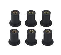 Respicefinem Kit d'écrous de puits en caoutchouc pour pare-brise, 6 pièces M4, écrous de puits en caoutchouc en laiton durable pour une fixation sécurisée sur les motos, kayaks,