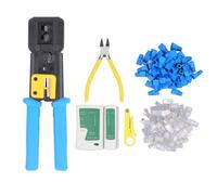 Respicefinem - Kit d'outils de sertissage 6P8P, pince à sertir, coupe-fil, testeur de réseau, ensemble de têtes de cristal pour la réparation et l'entretien