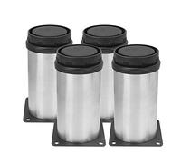 Respicefinem Lot de 4 Pieds réglables en Acier Inoxydable, Ronds, 50 x 100 mm, idéal pour canapé, Table à thé, Meuble TV, lit et mobilier de Bureau, avec placage laminé à Froid,