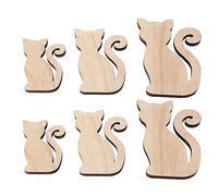 Respicefinem Lot de 6 découpes de chat en bois en 3 tailles - Formes de chat en bois non peintes et non finies pour bricolage, décoration de fête, mariage et décoration de la