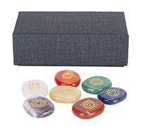 Respicefinem Lot de 7 pierres chakra pour loisirs créatifs 12. 0 × 7. 0 × 5. 0 pierres de chakra symbolisant les chakras du corps, la tranquillité d'esprit, fournitures de collection avec étui chakra
