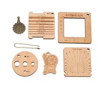 Respicefinem Lot de 7 règles de jauge à tricoter en bois avec mesure du fil, guide de crochet et outils de rotation pour les projets d'artisanat en plein air à domicile et en