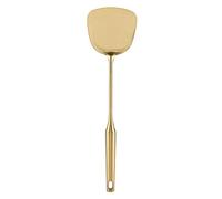Respicefinem Louche en acier inoxydable, grande louche à soupe pour servir et cuisiner, outil de cuisine en or rose avec poignée chauffante et design sans couture (Spatule)
