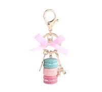 Respicefinem Macaroon Cake Alloy Charm Keychain Colorful Cute Macaroon Eiffel Tower Keychain Bag Pendant Car Charms (Vert)