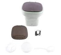 Respicefinem Machine à laver pliable, mini lave-linge à seau portable avec couvercle noir pour camping-car, appartement de voyage, conception compacte, capacité de 12l, nettoyage (Prise UE)