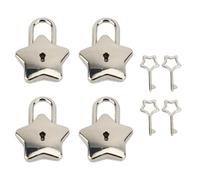 Respicefinem Mini Cadenas de Coffre au Trésor en Forme d'Étoile avec Clé pour Journal Livre Boîte à Bijoux Serrure Décorative Argent S007 Paquet de 4 Serrure de Sécurité en (Argent)