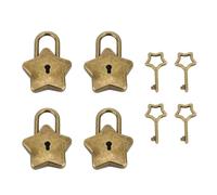 Respicefinem Mini Cadenas de Coffre au Trésor en Forme d'Étoile avec Clé pour Journal Livre Boîte à Bijoux Serrure Décorative Argent S007 Paquet de 4 Serrure de Sécurité en (Laiton antique )