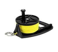 Respicefinem Moulinet de plongée Moulinet de plongée sous-marine Moulinet d'épave de plongée Moulinet de corde d'ancrage avec fil de nylon de 83 m Clip en acier inoxydable (roue noire)