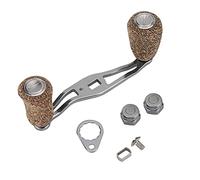 Respicefinem - poignée de moulinet de pêche, bouton en bois, cadre en Fiber de carbone avec raccords, pièces de rechange (Argent Noir)