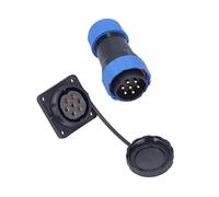 Respicefinem Prise carrée étanche IP68 Connecteur d'aviation avec Contacts en cuivre plaqué Or pour équipements de Communication et appareils électroniques (7 Pin)