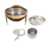 Respicefinem Réchaud Buffet Set Or 6L Rond en Acier Inoxydable Restauration Chauffe-Plats Alcool Chauffé avec Couvercle en Verre Visible pour Événement Fête Banquets De Vacances (Poêle à 2