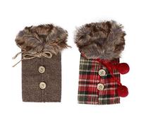 Respicefinem RepiceFinem Christmas Tissu Bottle Covers Materials Utilisation Convient pour la Plupart des Bouteilles Ajouter Une Ambiance Joyeuse à la fête de Noël 2 PCS Environ 66g (Haariger Kragen)