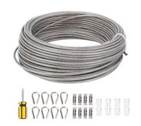 Respicefinem Stainless Steel Wire Rope Kit 66ft UV Proof 3mm 304 Steel for Garden Trellis Climbing Plants Outdoor Light Hanging