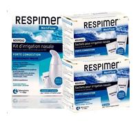 RESPIMER KIT D IRRIGATION NASALE + 2 RECHARGES de 30 SACHETS POUR IRRIGATION NASALE 727