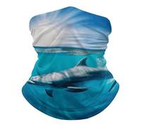 Respirant Bande de Cheveux, Echarpe Gaiter Dauphin nageant dans la mer Bleue Séchage Rapide Écharpe Tube pour Extérieur Homme Vélo