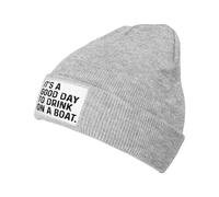 Respirant Beanie pour Homme Amateurs de Bateaux, C'est Une Bonne journée pour Boire sur Un Bateau Bonnet Hiver Chaud Tricot Anti-Transpiration Beanie Tricoté pour Adultes Ski Sports