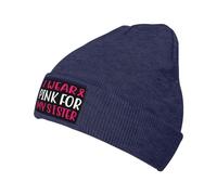 Respirant Bonnet d'hiver Tricoté Je Porte du Roses pour ma sœur, Sensibilisation au Cancer du Sein Tricoter Chapeau Épais Beanie Hiver pour Cyclisme Adultes Ski