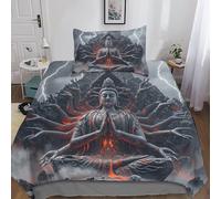 Respirant Buddha Parure De Lit Aide Au Sommeil, Thousand-Hand Bodhisattva Housse De Couette Single（135x200cm）, Confortable Linge De Lit Hypoallergénique pour Garçons Filles