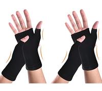Respirant Compressé des Gants, 4 Pcs Bandage Poignet Compression, Respirant Attelle de Poignet, Gants d'Arthrites Compresse des Gants, Soulage Entorses et autres Lésions du Poignet (Noir)