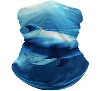 Respirant Décoration faciale,Dauphin de l'océan Bleu,Écharpe Tube Imprimé Cache-Col pour Ski Moto Extérieur 26X30cm
