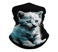 Respirant Écharpe Demi-Visage, Cache-Col Chat Blanc Mignon Multi-Usage Protection du Visage pour Adulte Cyclisme Femme