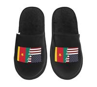 Respirant Pantoufles Hommes Drapeaux déchirés des États-Unis et du Cameroun Maison Pantoufles Confortable Chaussons en Feutre pour Hiver Maison Adulte M