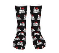 Respirantes Chaussettes Courtes J'aime l'immobilier Hommes Socquettes Antidérapante Chaussettes de Sports pour Randonnée Homme Courir 40cm