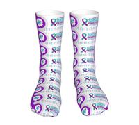 Respirantes Chaussettes Courtes Mois de sensibilisation à la prévention du suicide : ruban violet Hommes Socquettes Anti-Ampoules Chaussettes Sport pour Homme Femme Marche 40cm