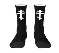 Respirantes Homme Chaussettes, Croix de l'Église orthodoxe orientale russe grecque, Socquettes Sportswear Durable Chaussettes de Sports pour Basketball Cyclisme 40cm