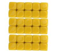 RespireFinem Lot de 30 dés en plastique arrondi 6 côtés pour fête de jeu, autocollants amusants à faire soi-même, mathématiques, enseignement jaune, pour jeux de société, autres jeux et (jaune)