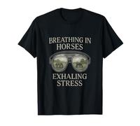 Respirer dans les chevaux expirant le stress Art équestre T-Shirt