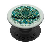 Respirez, yogo Tee Grenouille méditative géométrique PopSockets PopGrip Adhésif