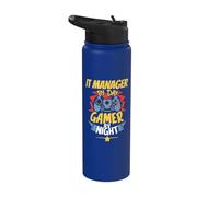 Responsable informatique Par Day Gamer By Night Funny IT Manager Gaming Stainless Steel Insulated Water Bottle