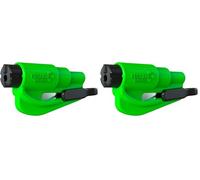 RESQME Porte-Clés Sécurité Voiture, Brise-Vitre et Coupe-Ceinture, Marteau d’Urgence, Fabriqué aux États-Unis, Vert (Lot de 2)