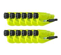 RESQME Porte-Clés Sécurité Voiture, Brise-Vitre et Coupe-Ceinture, Marteau d’Urgence, Fabriqué aux États-Unis, Lot de 12 outil, Jaune Neon