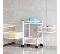 Resserre 4 Paniers Desserte à roulettes Chariot Rangement, Chariot à Roulettes Rangement Legumes, Dépliables Meuble de Rangement pour Cusine Salle de Bain Bureau Acier, 28 x 28 x 54 cm, Blanc