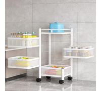 Resserre 4 Paniers Desserte à roulettes Chariot Rangement, Chariot à Roulettes Rangement Legumes, Dépliables Meuble de Rangement pour Cusine Salle de Bain Bureau Acier, 28 x 28 x 78 cm, Blanc