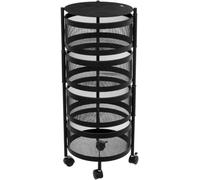 Resserre 4 Paniers Rotatifs Sur Roues En Acier Noir | H 75 Cm X D 30 Cm | Etagère De Rangement Cuisine, Salle De Bain, Bureau...