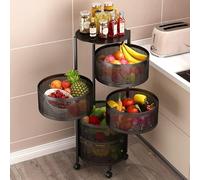 Resserre 5 Paniers Rotatifs Sur Roues En Acier Noir | H 90 Cm X D 30 Cm | Etagère De Rangement Cuisine, Salle De Bain, Bureau