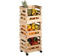 Resserre a légumes 3 paniers pin massif - bois brut