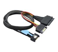 Ressm Câble adaptateur Gen5 MCIO Slimline SFF-8654 4I vers SAS 8639 U.2 + câble d'alimentation SATA 15P cordon de 1 m