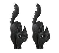 Ressm Figurines d'halloween Décoration de Bureau Bibliothèque Statue de Chat Fantôme en Résine Décoration D'Ambiance d'horreur d'halloween Noir