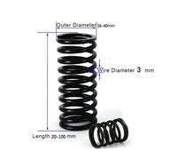 Ressort de Compression noir, ressort de Tension de pression en acier, diamètre du fil 3mm OD 16-40mm L 20-100mm pour Machine automobile industrielle