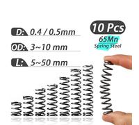 Ressorts de compression en acier à ressort, diamètre fil 0,4,5 mm, 10 pièces, ressorts haute pression, retour for machines industrielles, extérieur automobile (9/10 mm)(25mm,9mm/0.5mm(10Pcs))