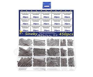 Ressorts Ensemble de 450 ressorts de rappel métalliques, mini ressorts hélicoïdaux en acier inoxydable, assortiment de 15 tailles différentes, avec boîte de rangement en plastique.