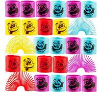 Ressorts Jouets Méga Lot de 50 - Visages d'Émoji et Couleurs Assortis, Mini Jouets Ressort Magique en Plastique pour Cadeaux de Fête, de Kermesse, Goodies Anniversaire Enfants, Chaussettes de Noël